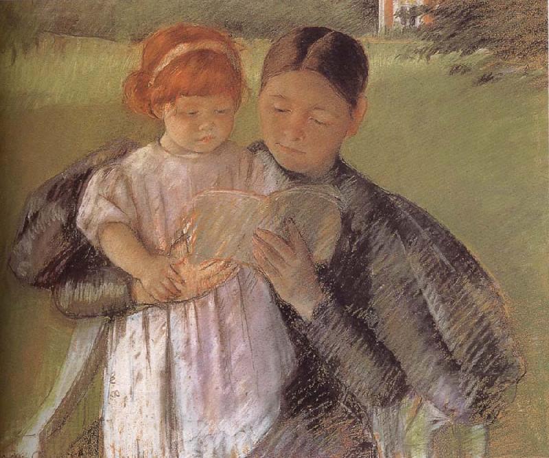 Mary Cassatt Betweenmaid reading for little girl oil painting picture
